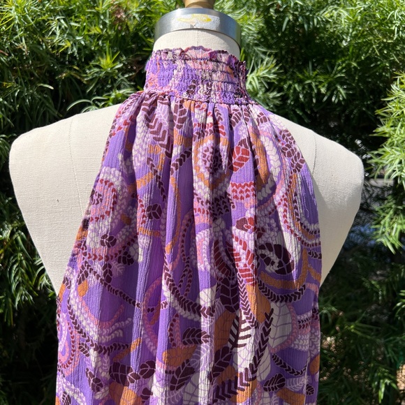 A.L.C. Dress, size 4, purple with tan, darker purple and cream leaf pattern - Picture 8 of 10